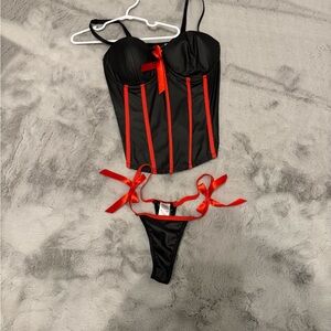 Dreamgirl Black and Red Lace Lingerie